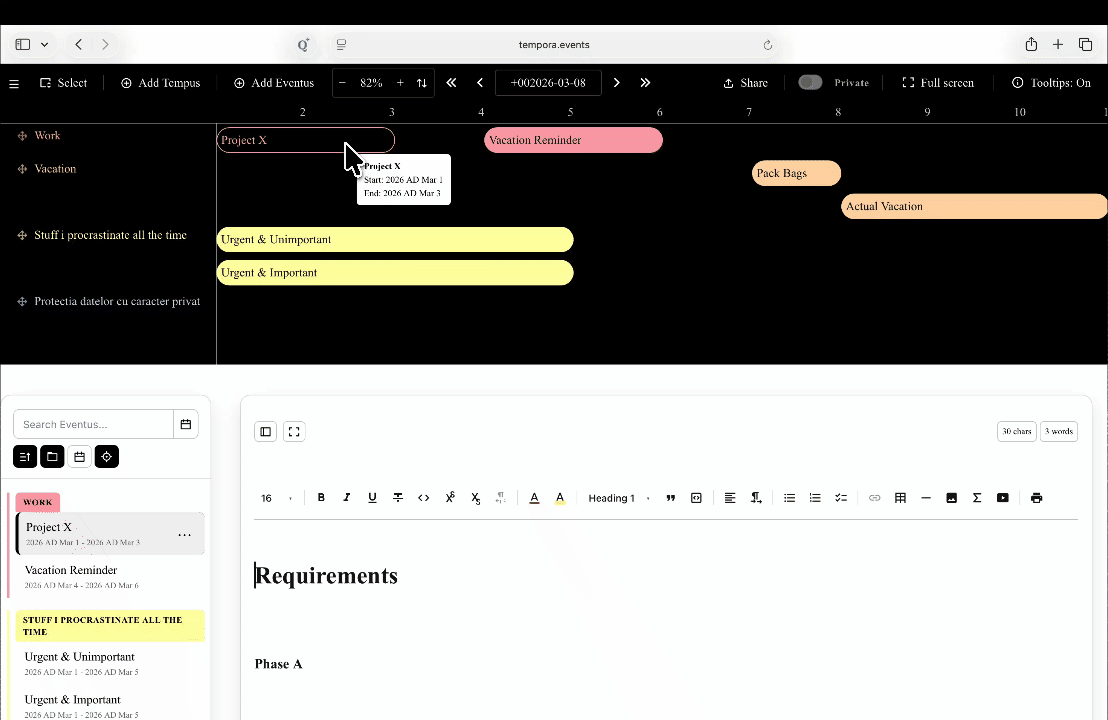 Tempora timeline demo